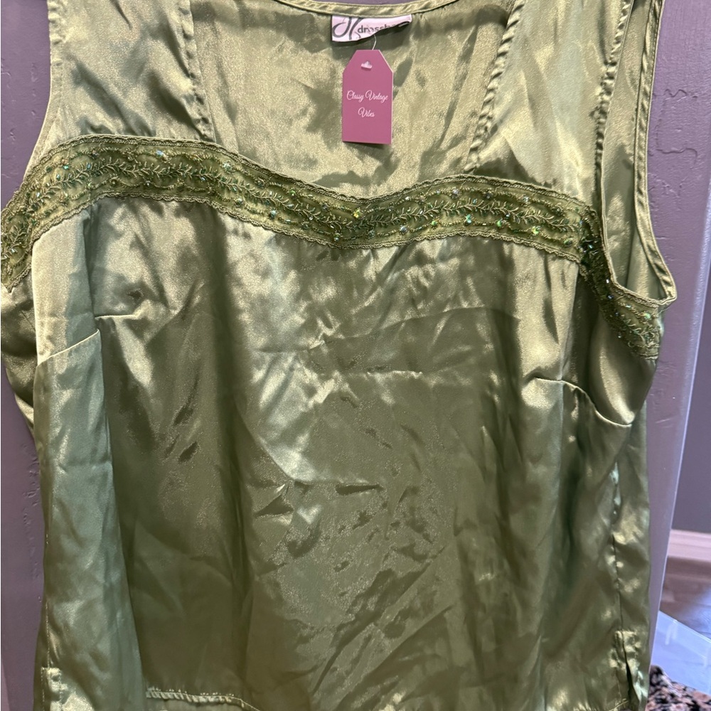 Dressbarn Women's Olive Satin Chemise